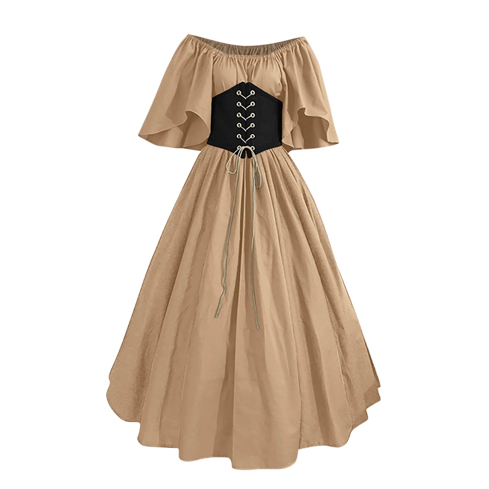 Renaissance Dress Women,Womens Renaissance Costumes Medieval Irish Traditional plus Size Dresses Ruffle over Dress Corset Retro Cosplay Gown